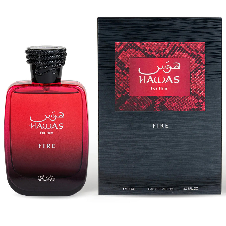 Hawas Fire For Him by Rasasi Eau De Parfum Spray 3.38 oz 100ml